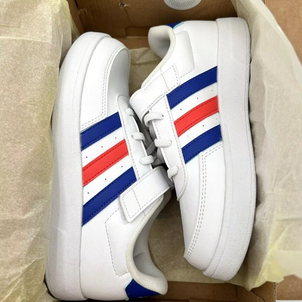 Adidas Breaknet Youth Boy's/Girl's‎ Slip on Sneakers Size 1.5 White/Multi Shoes - Picture 10 of 15